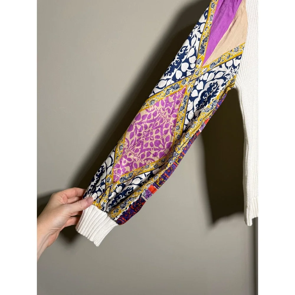 Fate Boho Patchwork Sleeve Knit Sweater S Indie Artsy Cottagecore  Patchwork - Picture 3 of 7